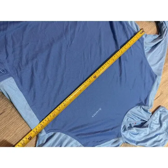 Simms SolarFlex Hoodie Featherweight Fishing Blue Mens XL Long Sleeve UPF - Picture 9 of 10